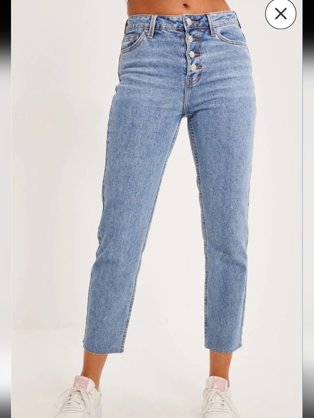 Only Light Blue High-Rise Cropped Jeans Size 30 Button Fly